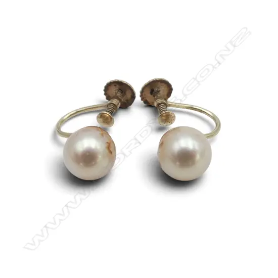 PR 9ct CULTURED PEARL EARRINGS, SCREW BACKS