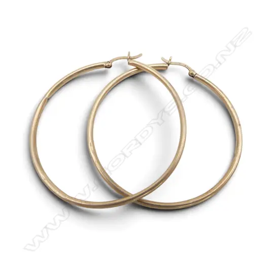 PR LARGE 9ct GOLD HOOP EARRINGS Dia.48mm. 2.6gms
