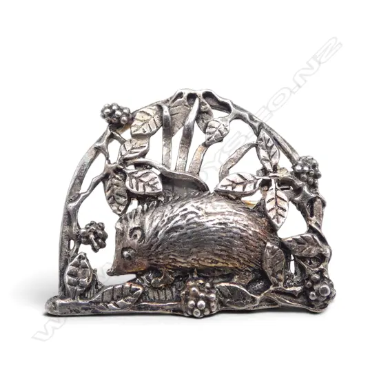 SILVER PLATE DESIGNER HEDGEHOG BROOCH