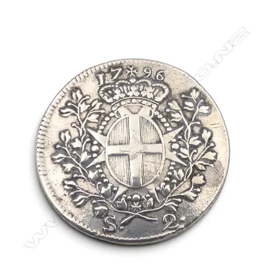 SILVER COIN 1796 EMMANEL De ROHAN ORDER OF MALTA 2 SCUDI 23gms 