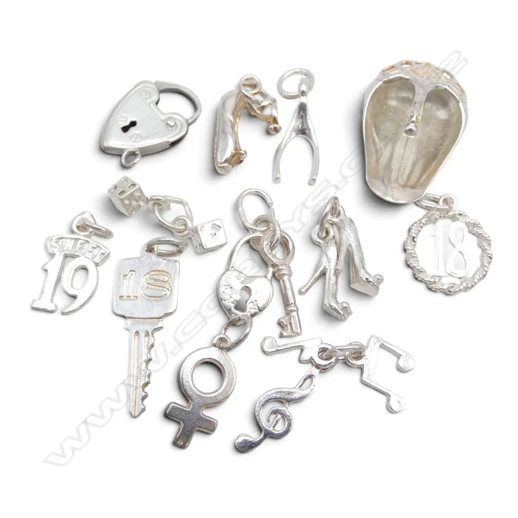 COLLECTION OF SILVER CHARMS 14.37gms Image 1++