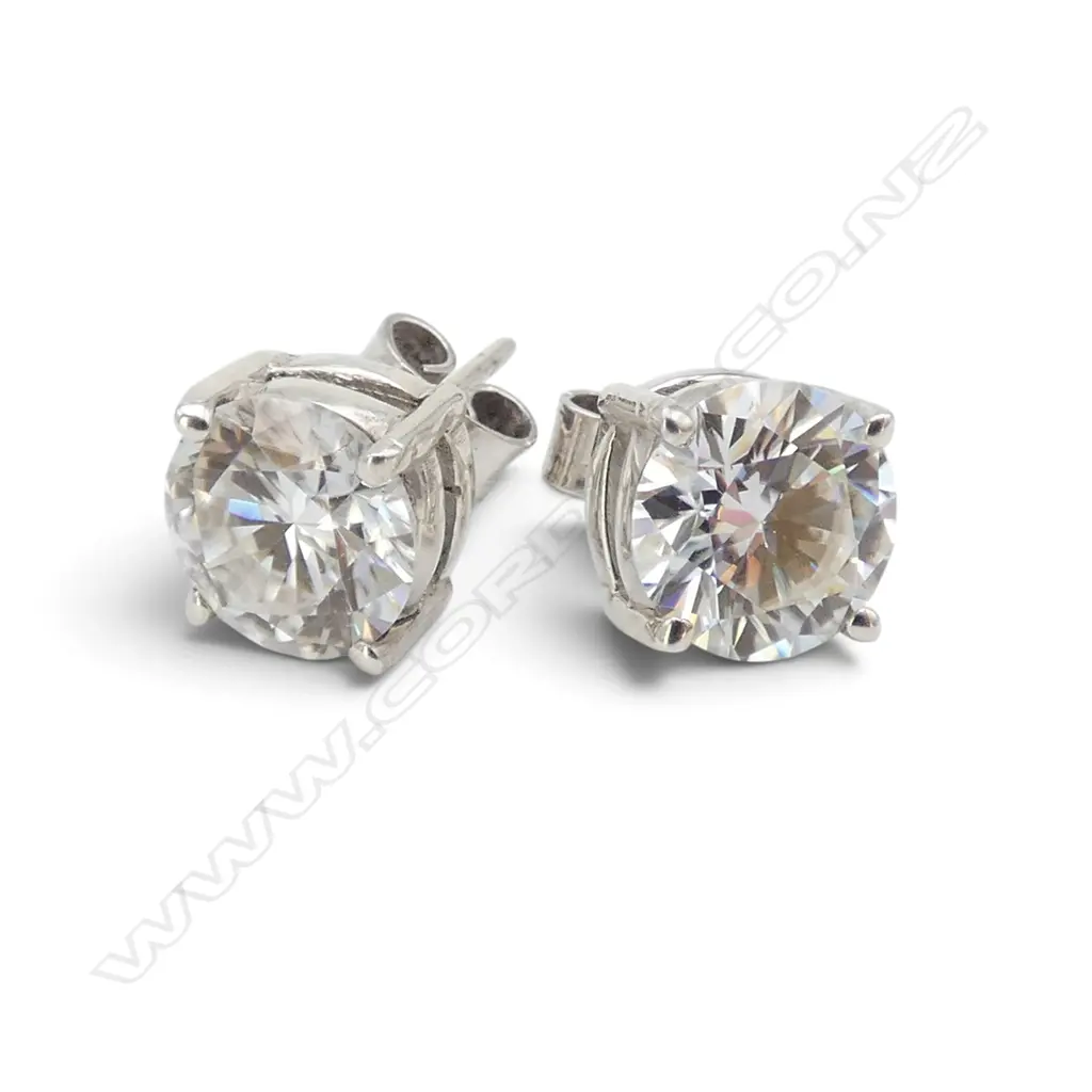 SILVER MOISSANITE STUD EARRINGS, 4ct Image 1++