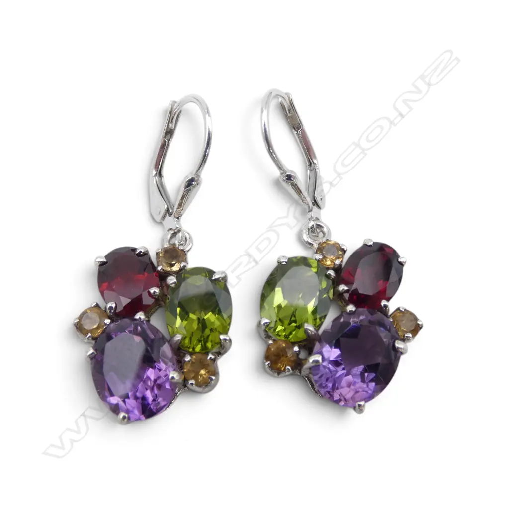 PR SILVER & GEMSTONE EARRINGS Image 1++