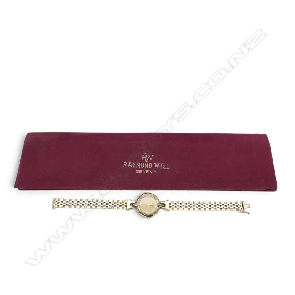 Vintage Raymond Weil 18k Gold Plated Quartz Watch in RW case, w. extension, not running, L.175mm Image 1++