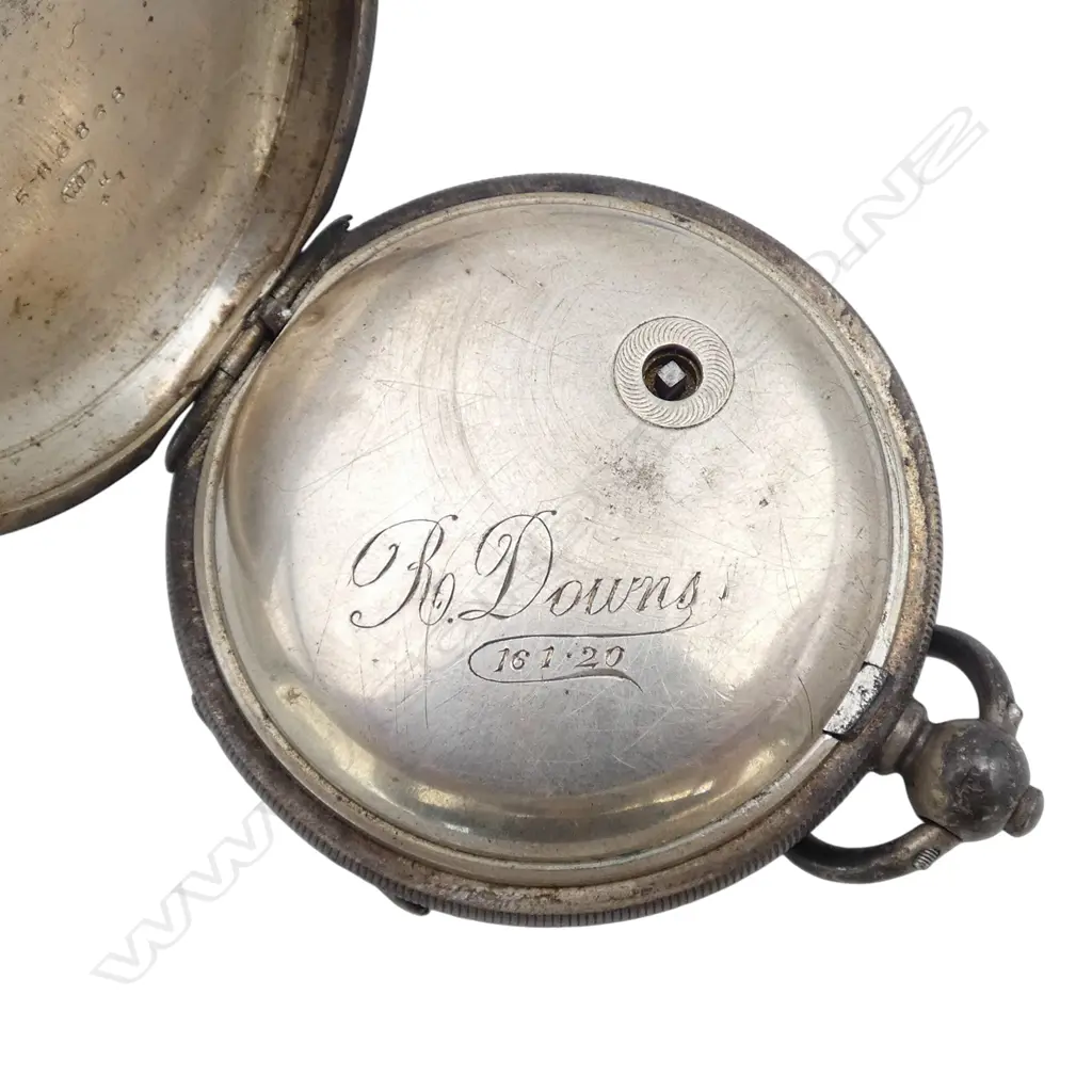 ANTIQUE STG SILVER POCKET WATCH Birmingham 1912, Maker W.E., 125gms, Dia.50mm Image 1++