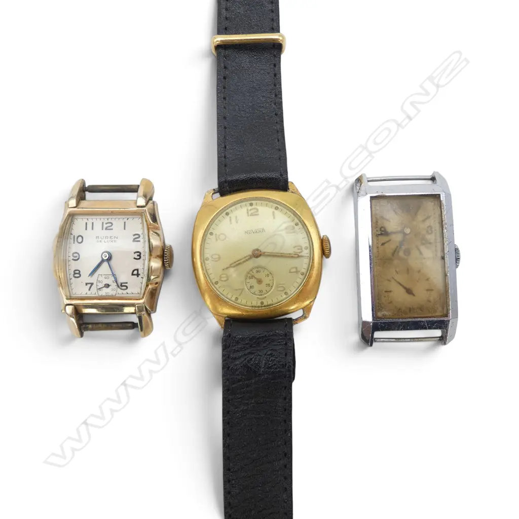 3 WRIST WATCHES; BUREN DE LUXE, NOVERA, OTHER Image 1++
