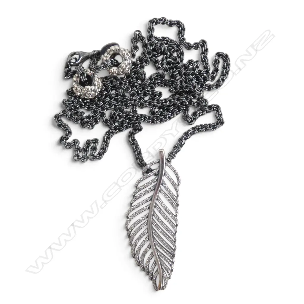 PANDORA SILVER 'Light as a Feather' NECKLACE w cubic zirconia detail & two spacers, L.860mm Image 1++