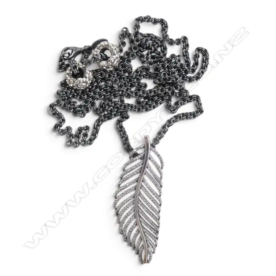 PANDORA SILVER 'Light as a Feather' NECKLACE w cubic zirconia detail & two spacers, L.860mm