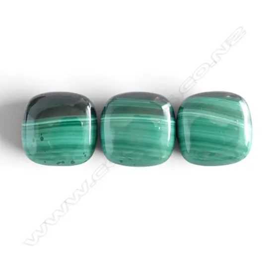 3 LOOSE MALACHITE CABOCHONS 113 x 133mm