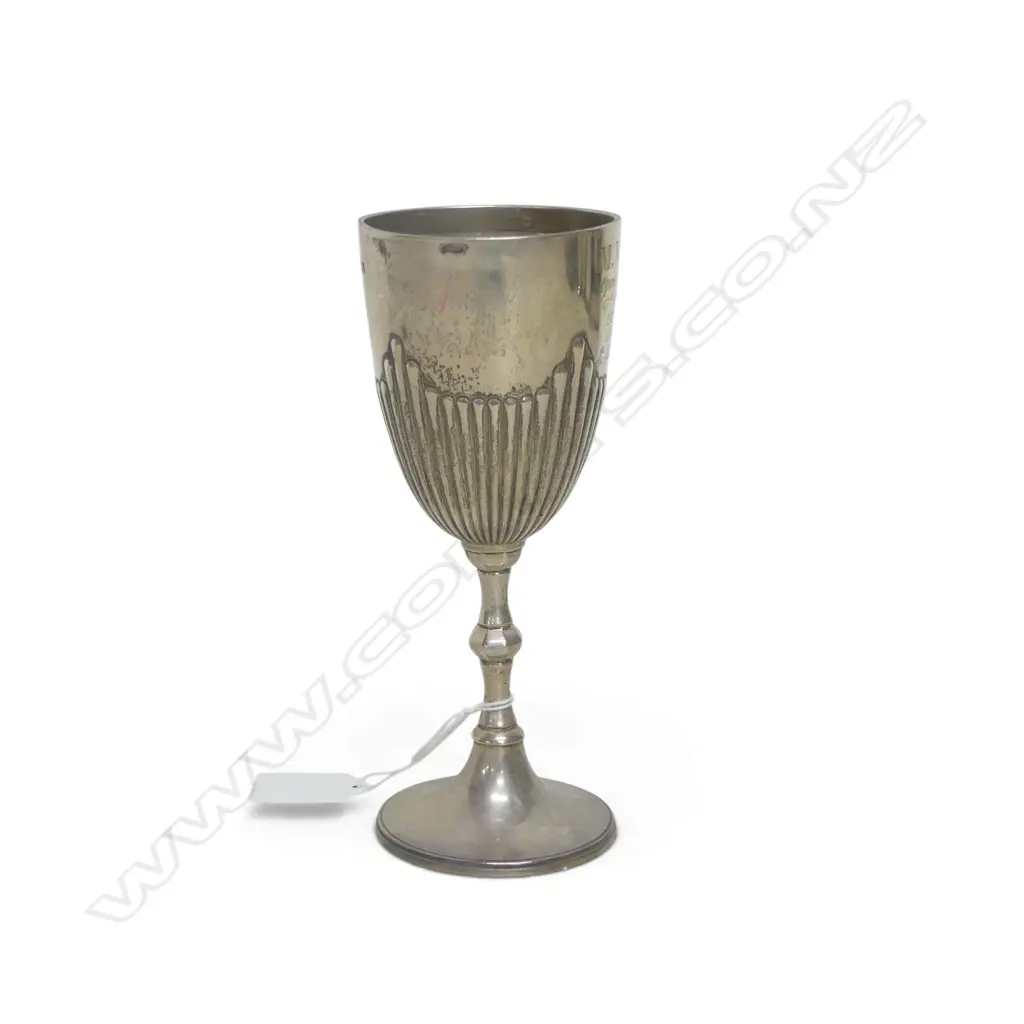 STG SILVER CHALICE, SHEFFIELD 1896, inscribed 'M.V.G.C. Open Handicap 17th June 1897 1st PRIZE', 189gms Image 1++