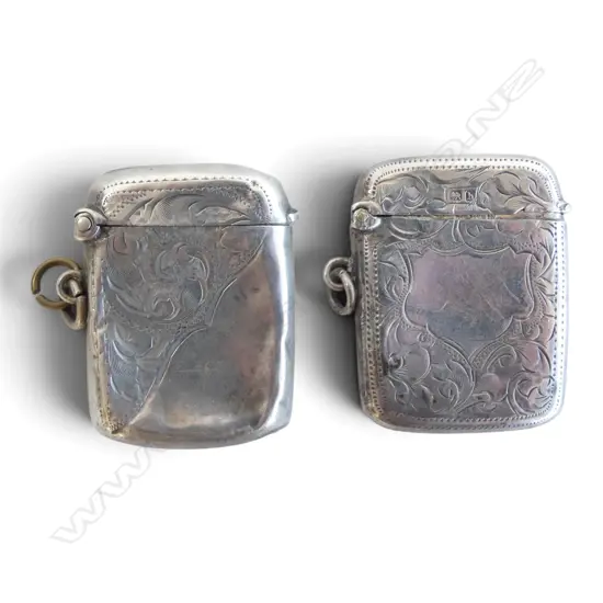 2 Edwardian engraved SILVER VESTAS. 27.6gms