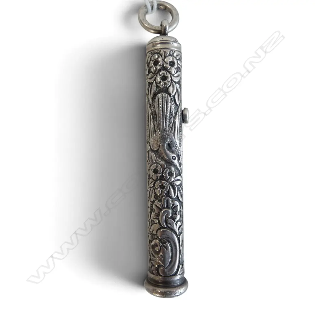 c.1900 silver embossed propelling pencil bird highlights Image 1++