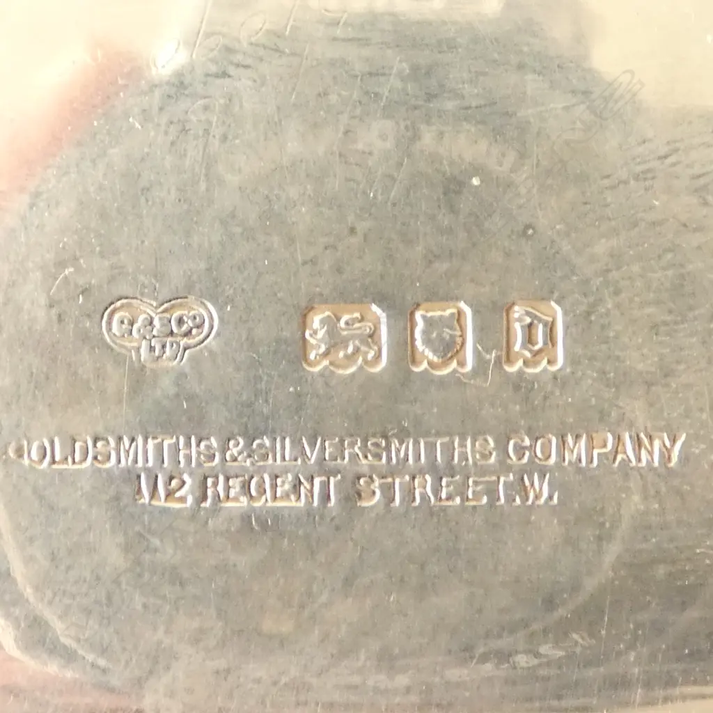 STG SILVER INKWELL, GOLDSMITHS & SILVERSMITHS Co. LONDON 1919 180x190mm 464gms Image 1++