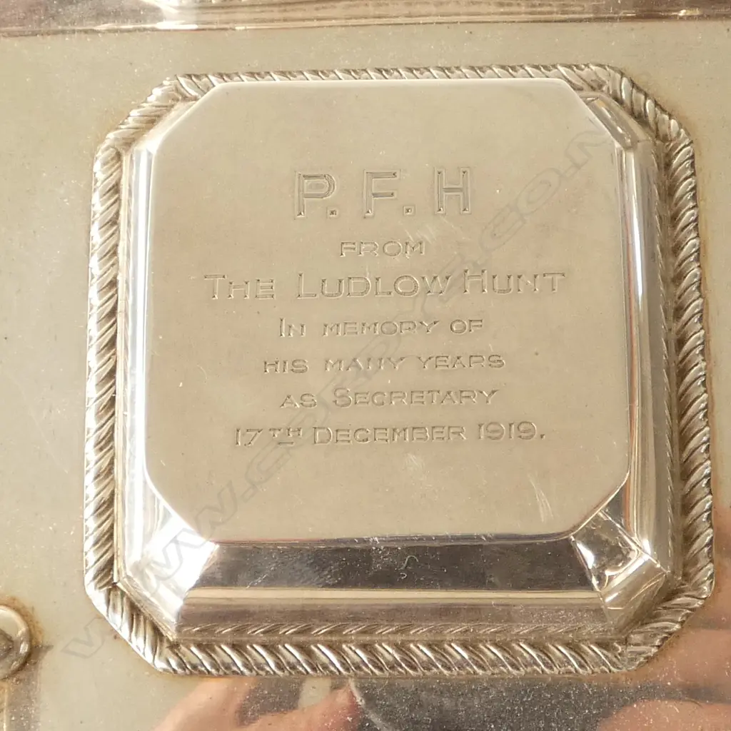 STG SILVER INKWELL, GOLDSMITHS & SILVERSMITHS Co. LONDON 1919 180x190mm 464gms Image 1++