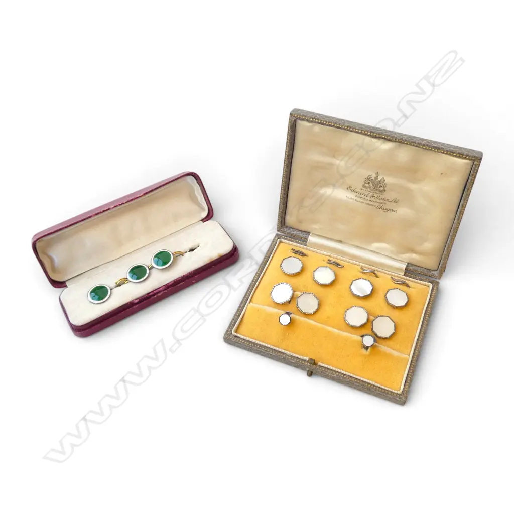 2 SETS CASED STG STUDS / CUFFLINKS Image 1++