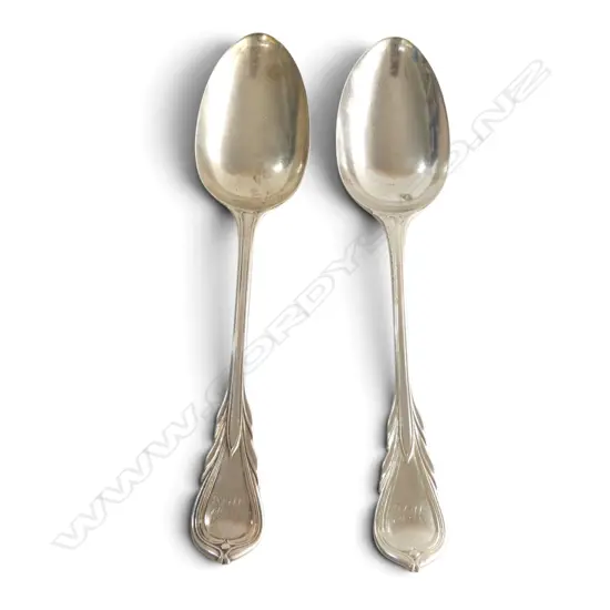 2 VICTORIAN STG SILVER SPOONS, CHAWNER & CO, LONDON 1860, 187gms