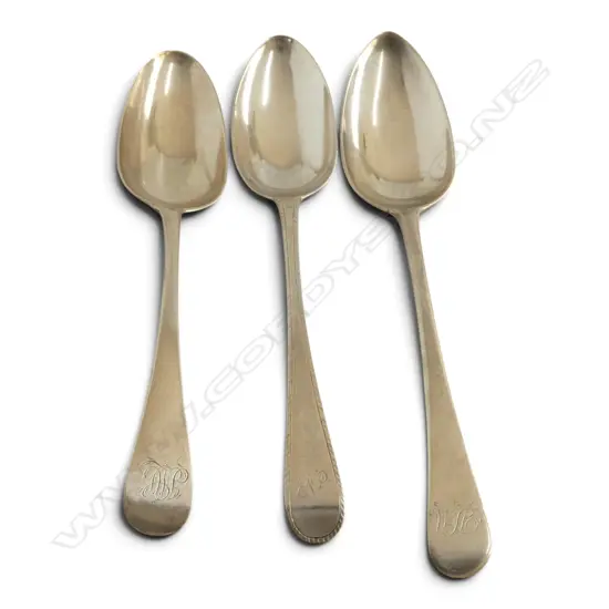 3 GEORGIAN STG SILVER SPOONS, one bottom marked, 176gms