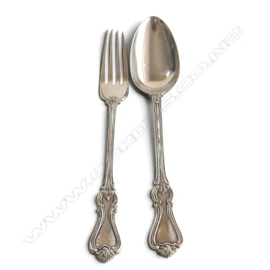 VICTORIAN S/SILVER CHRISTENING SPOON & FORK 76.8GMS