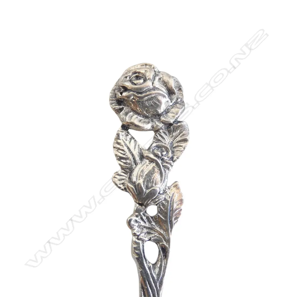 CASED SET OF 6 STG SILVER ROSE FORM TEASPOONS 43gms Image 1++