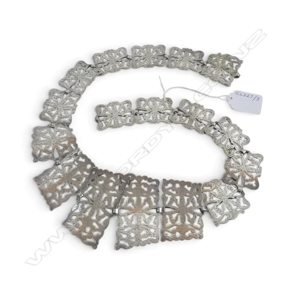 EDWARDIAN SILVER PLATED LINK BELT, L.700MM Image 1++