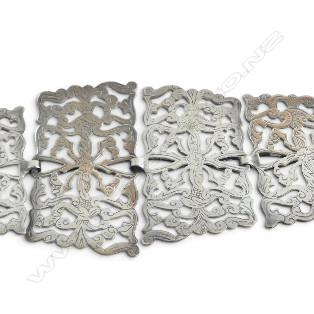 EDWARDIAN SILVER PLATED LINK BELT, L.700MM Image 1++