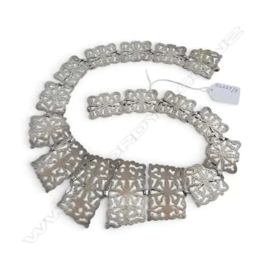 EDWARDIAN SILVER PLATED LINK BELT, L.700MM