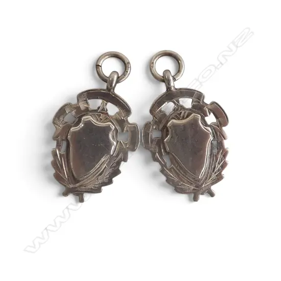 TWO STG SILVER PENDANT FOBS BIRMINGHAM 1937 MAKER W.H.H, 12gms, H.35mm