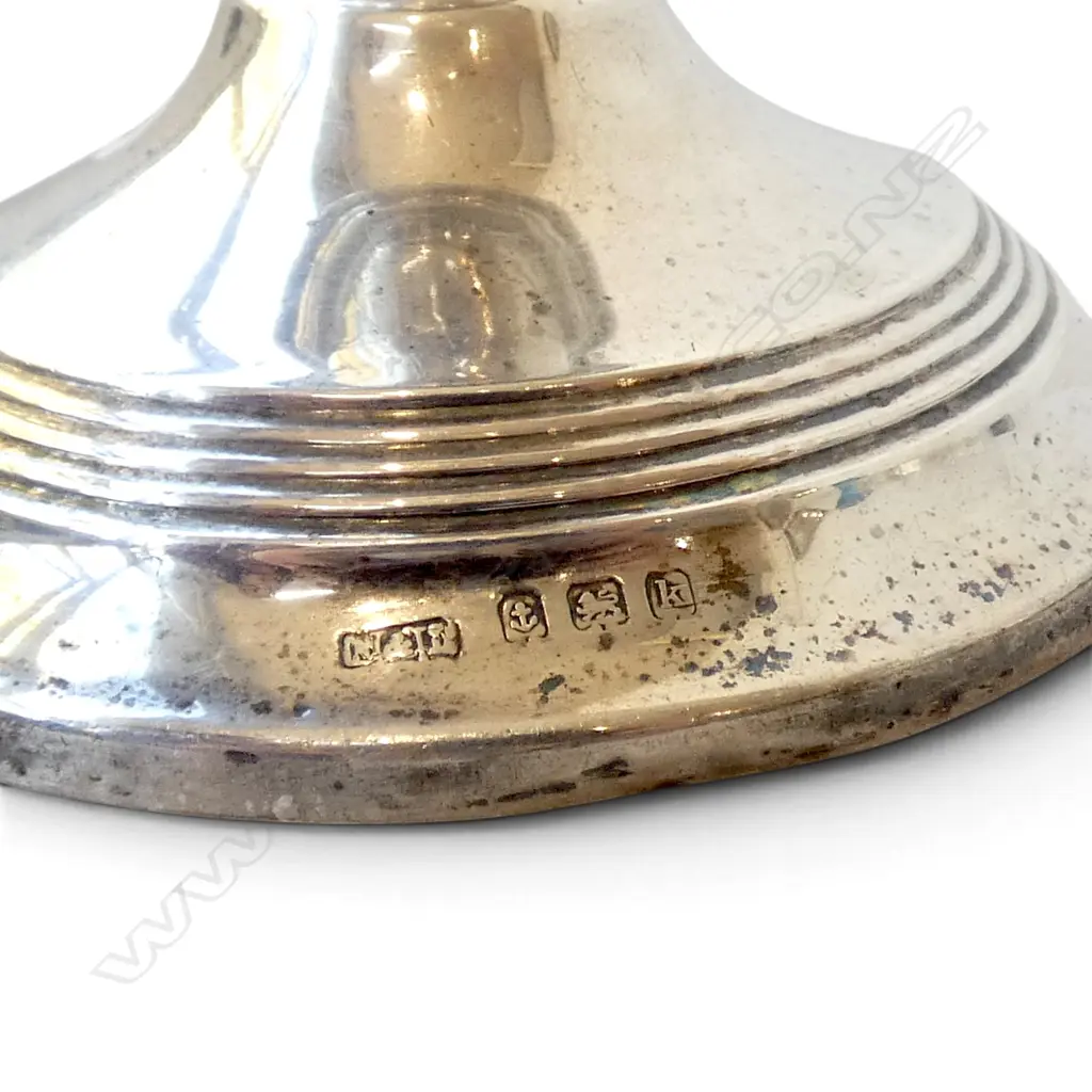 STG SILVER CANDLEHOLDER, WEIGHTED BASE, BIRMINGHAM 1909, 119gms, H.90mm Dia.78mm Image 1++