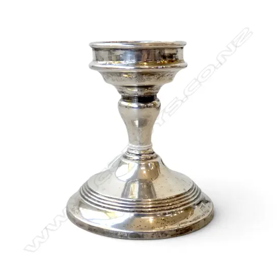 STG SILVER CANDLEHOLDER, WEIGHTED BASE, BIRMINGHAM 1909, 119gms, H.90mm Dia.78mm
