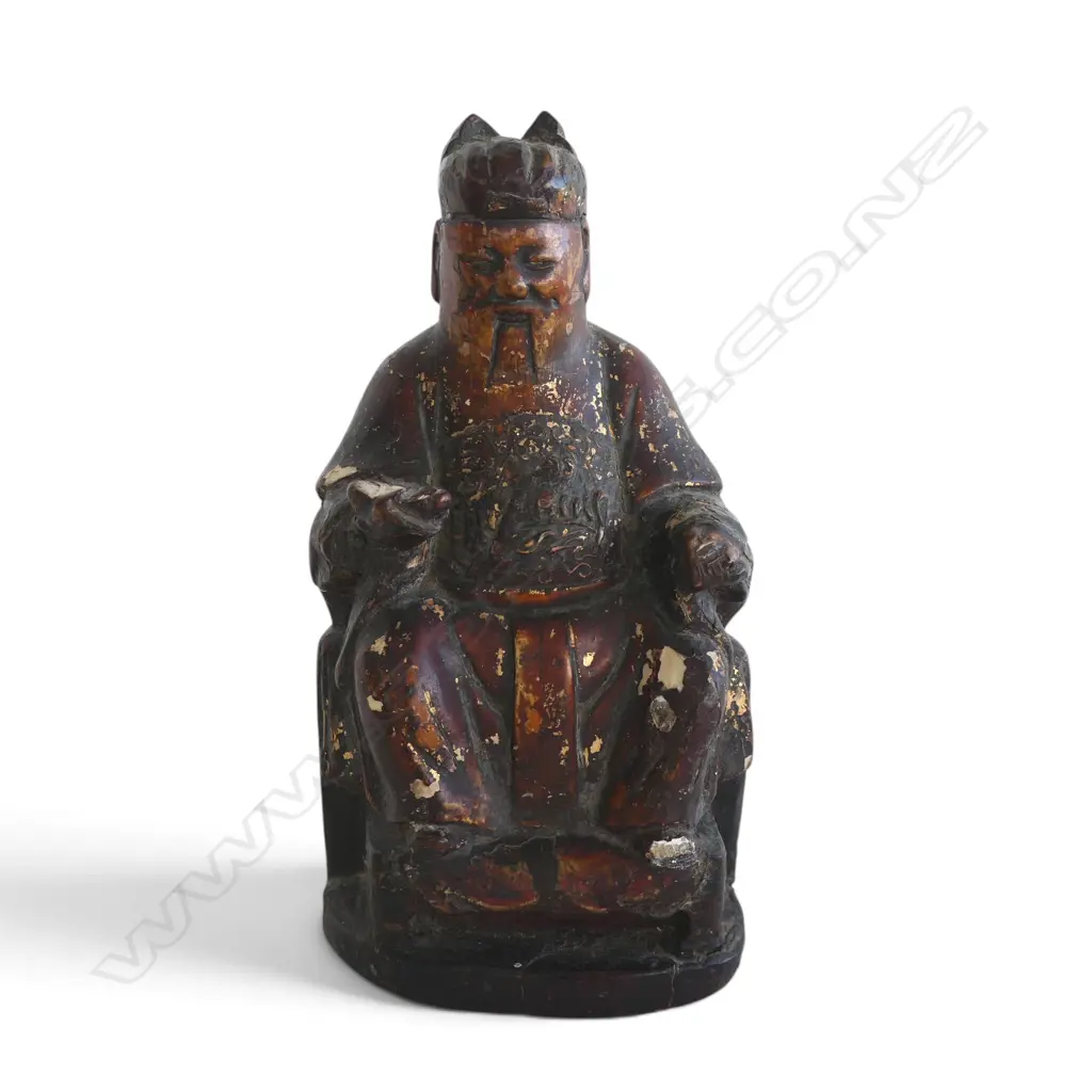 OLD CHINESE CARVING OF EMPEROR WENCHANG H.190mm Image 1++
