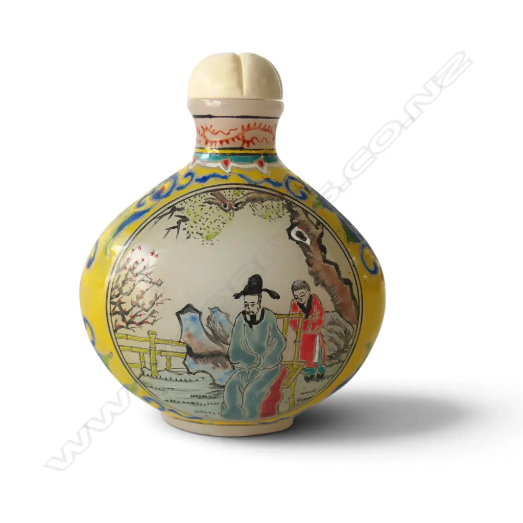 CHINESE HAND-PAINTED SNUFF BOTTLE H.70mm Image 1++