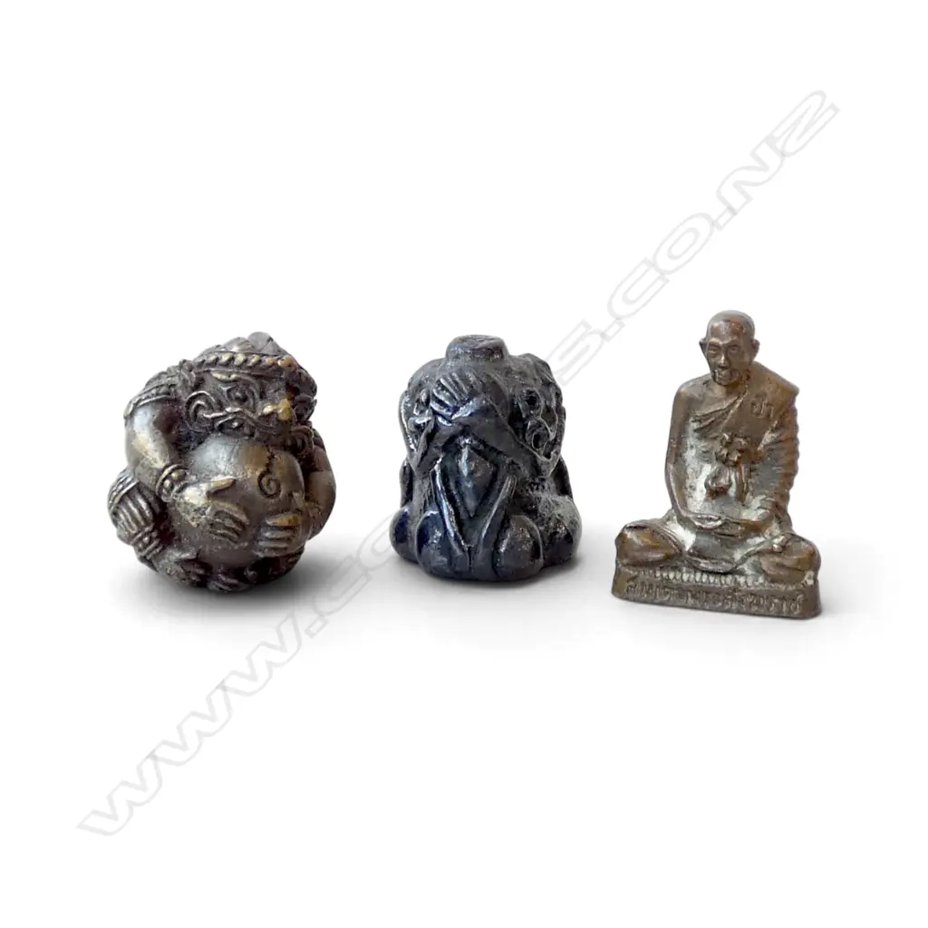 3 MINIATURE ORIENTAL BRONZES H.23mm Image 1++