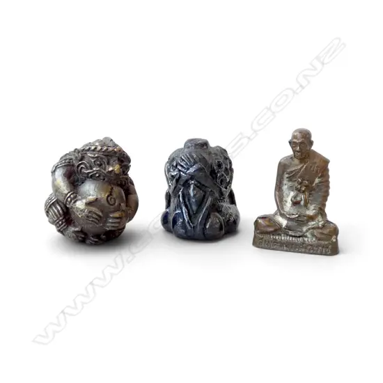 3 MINIATURE ORIENTAL BRONZES H.23mm