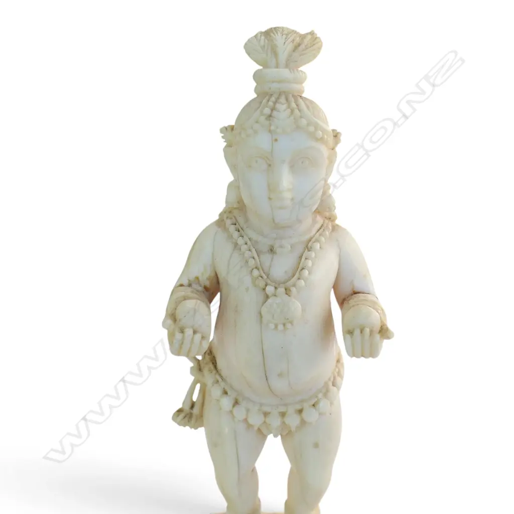 CARVED IVORY INDIAN DEITY loss to top headdress H.110mm Image 1++