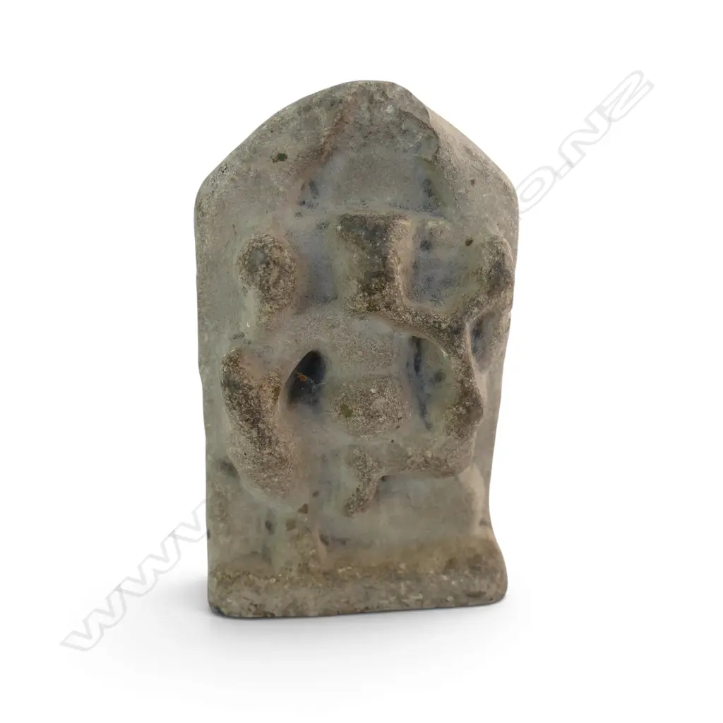 INDIAN CAST BRONZE GANESH & OTHER DEITY + STONE DEVOTIONAL PLAQUE H.105mm Image 1++