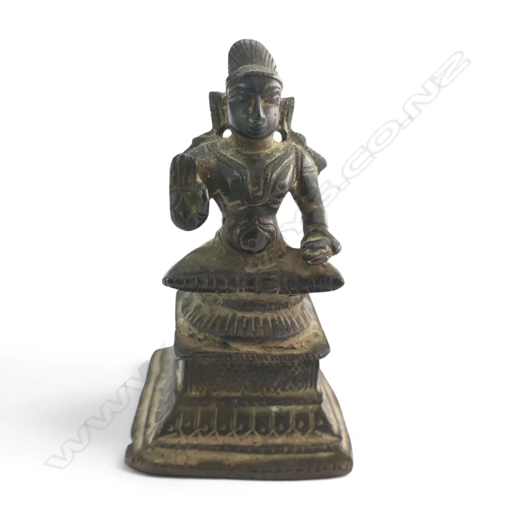 INDIAN CAST BRONZE GANESH & OTHER DEITY + STONE DEVOTIONAL PLAQUE H.105mm Image 1++