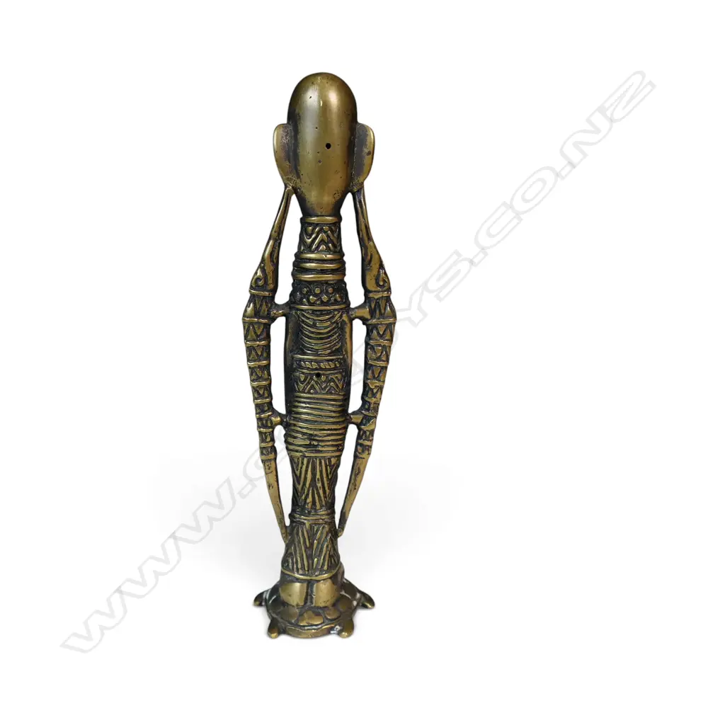 VINTAGE WEST AFRICAN TRIBAL BRASS FIGURE (ANCESTOR?), H.150MM Image 1++