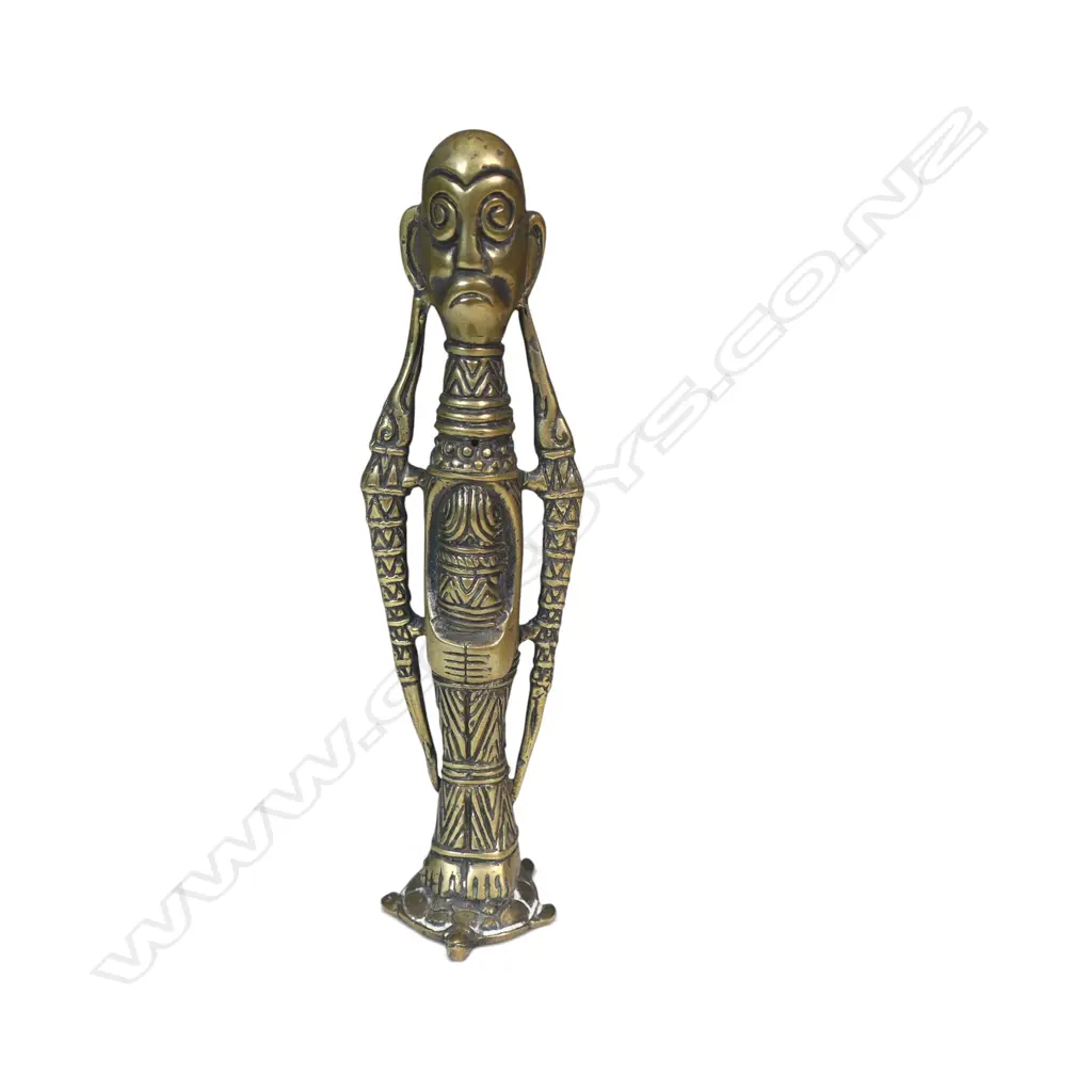VINTAGE WEST AFRICAN TRIBAL BRASS FIGURE (ANCESTOR?), H.150MM Image 1++