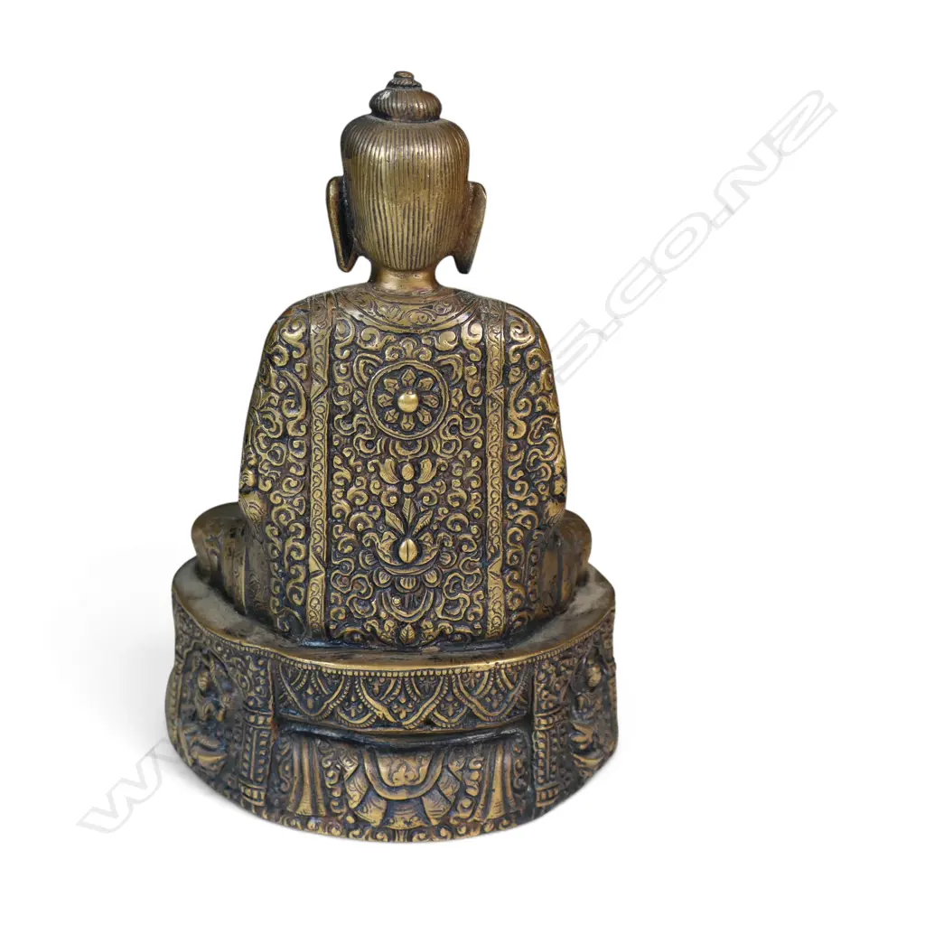 SINO-TIBETAN STYLE BRONZED STATUE OF BUDDHA SITTING IN A MEDITATIVE POSTURE (MUDRA),HIGHLY DETAILED, H.180 X 120MM Image 1++