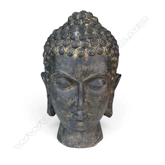 BRONZED SHAKYAMUNI MEDITATIVE BUDDHA HEAD, 90 X 250MM