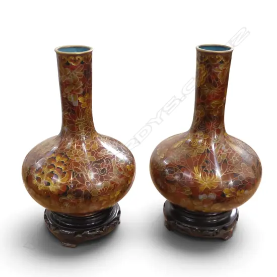 PR CLOISONNE VASES ON STANDS H.240mm