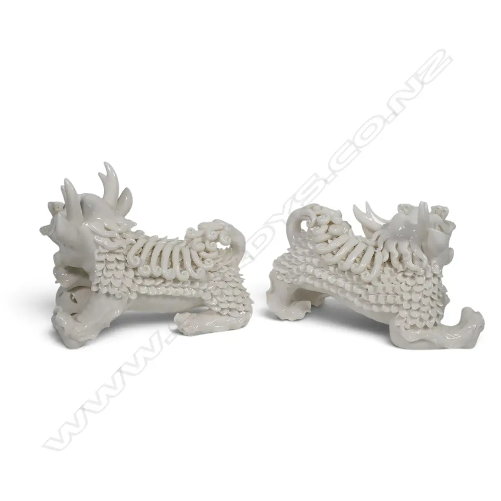 PR ORIENTAL BLANC DE CHINE FU DOGS W.200mm Image 1++