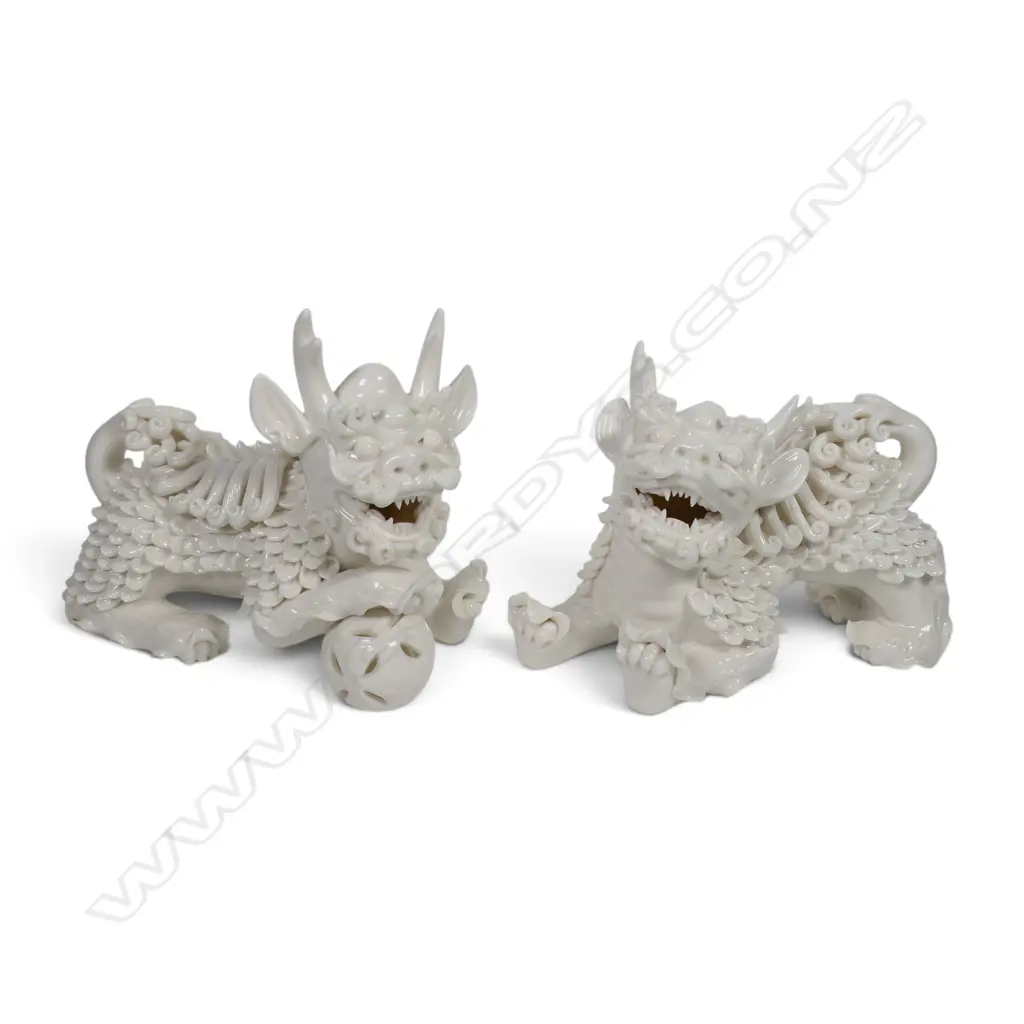 PR ORIENTAL BLANC DE CHINE FU DOGS W.200mm Image 1++