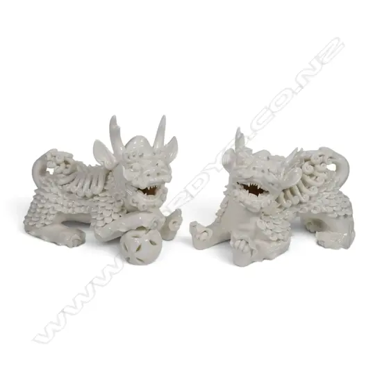 PR ORIENTAL BLANC DE CHINE FU DOGS W.200mm