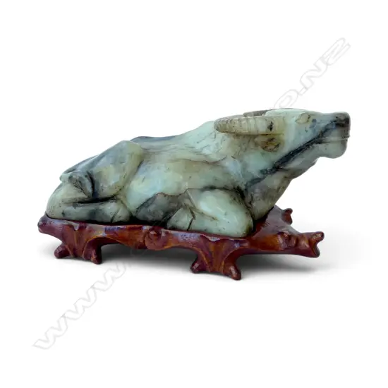 ORIENTAL CARVED STONE OX L.220mm