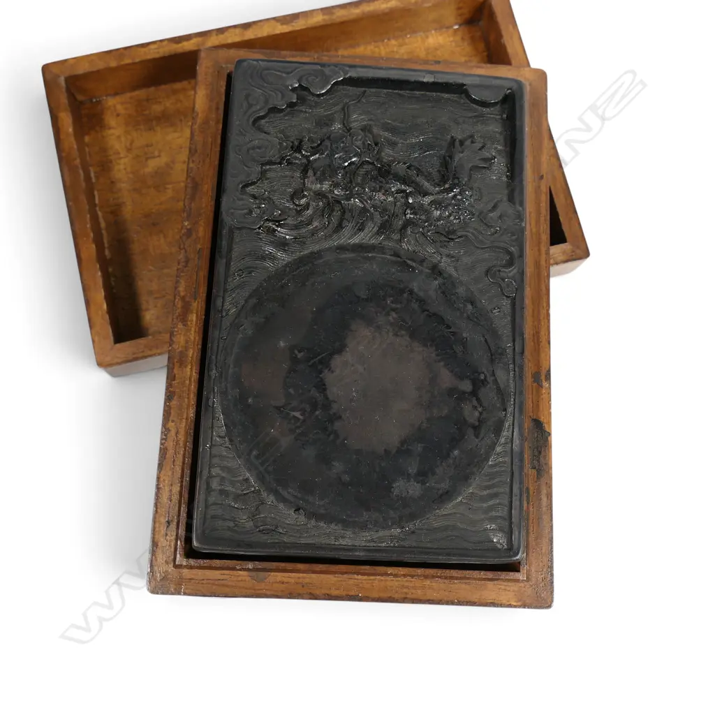PR ORIENTAL GINGER JARS H.165mm, B/W PLATE 180mm dia hairlines, INK STONE IN BOX Image 1++