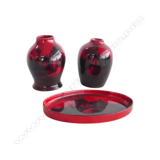3 ROYAL DOULTON FLAMBE MINIATURES, COTTAGE SCENE/LANDSCAPE  SERIES, H.55mm, L.85mm