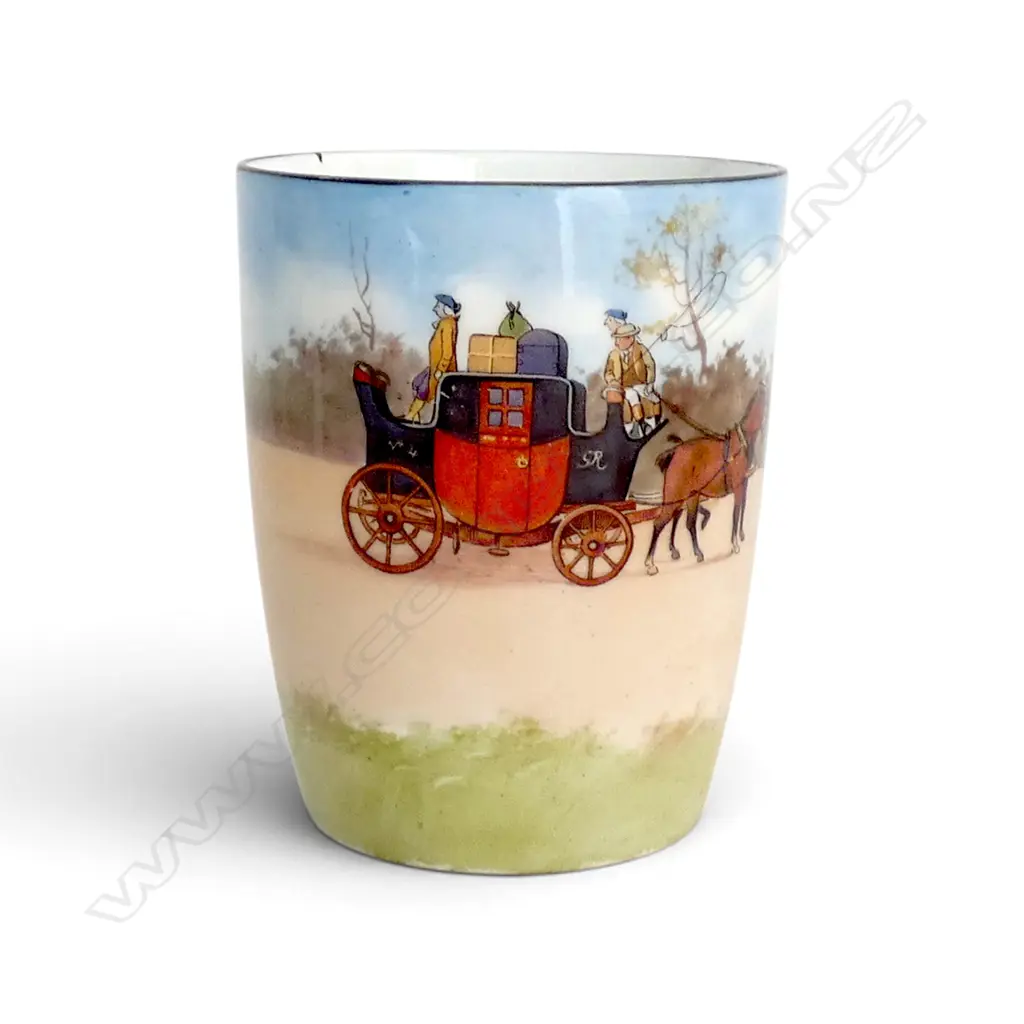 ROYAL DOULTON COACHING DAYS FINE CHINA BLUE SKY BEAKER, RARE COLOURWAY 1905-1906, H.130mm Image 1++
