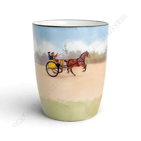 ROYAL DOULTON COACHING DAYS FINE CHINA BLUE SKY BEAKER, RARE COLOURWAY 1905-1906, H.130mm