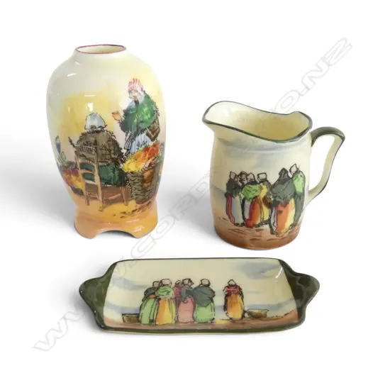 3 ROYAL DOULTON 'BRITTANY FISHERFOLK' MINIATURES, H.50/80mm L.80mm